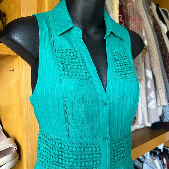 ⭐️BOGO FREE⭐️ Anthropologie Maeve sleeveless green dress - Picture 5 of 11